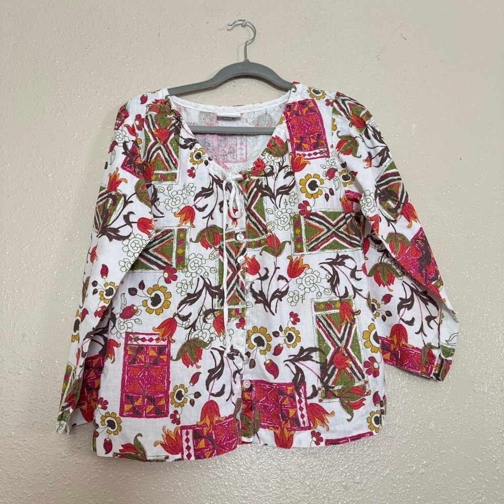 Habitat Bright Floral Button Tie Linen Cardigan